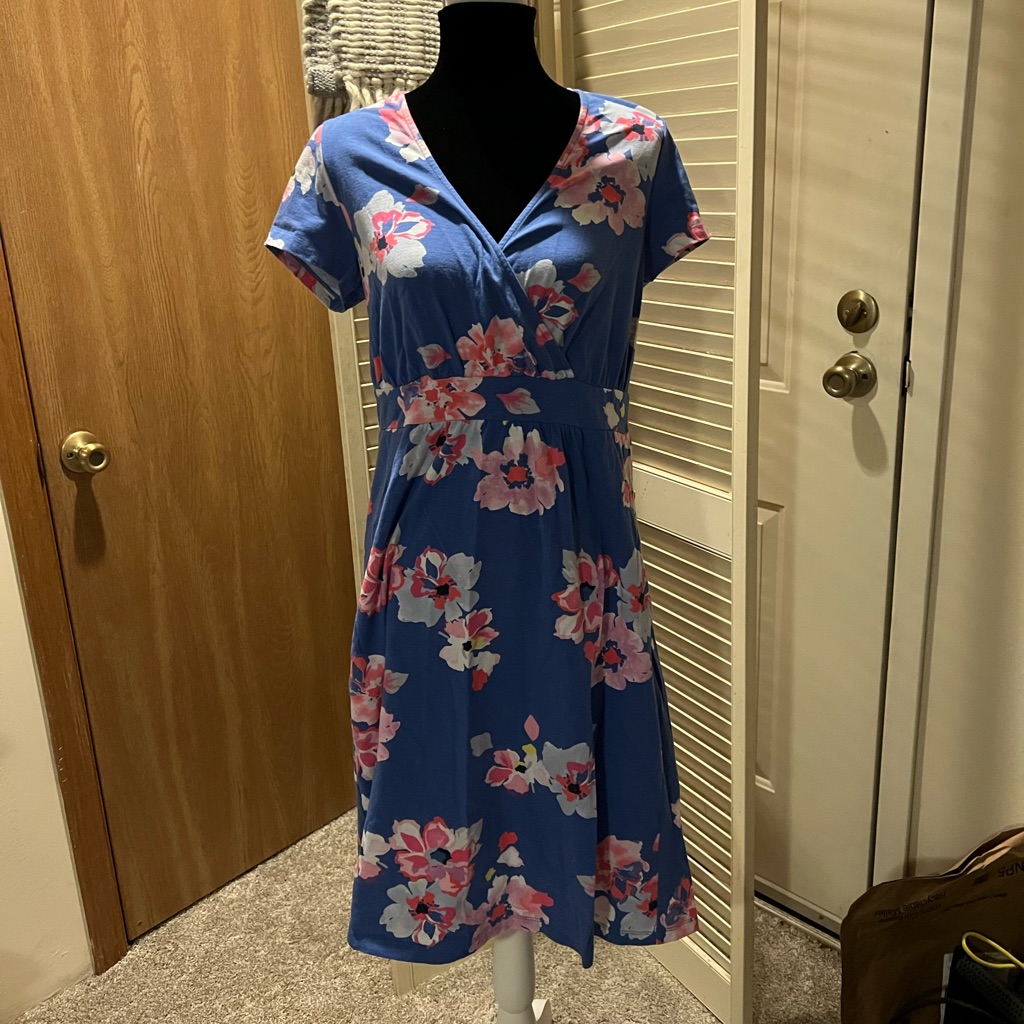 Joules Blue Floral Midi Dress